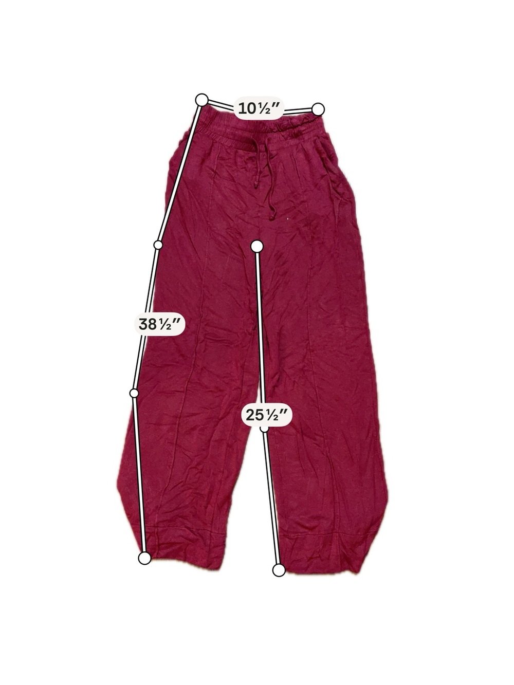 Relaxed Wide-Leg Drawstring Pants in Deep Raspberry - Picture 4 of 6